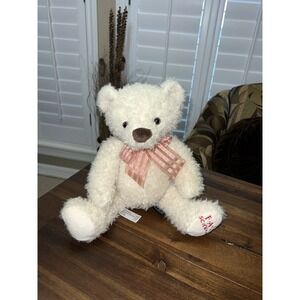 12" FAO Schwarz Off White Ivory Teddy Bear Plush Stuffed Animal